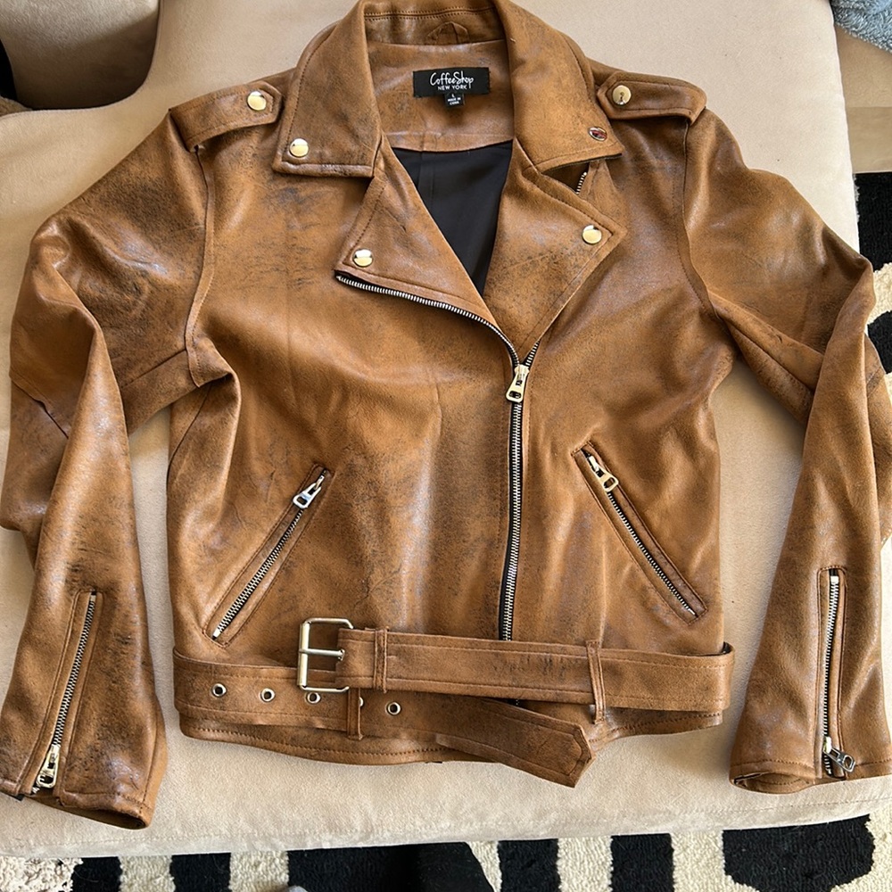 Brown leather jacket
